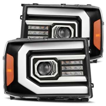 Picture of AlphaRex 07-13 GMC 1500HD PRO-Series Proj Headlights Plank Style Matte Blk w-Activ Light-Seq Signal