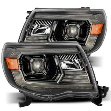 Picture of AlphaRex 05-11 Toyota Tacoma PRO-Series Projector Headlights Plank Style Design Alpha Black w-DRL