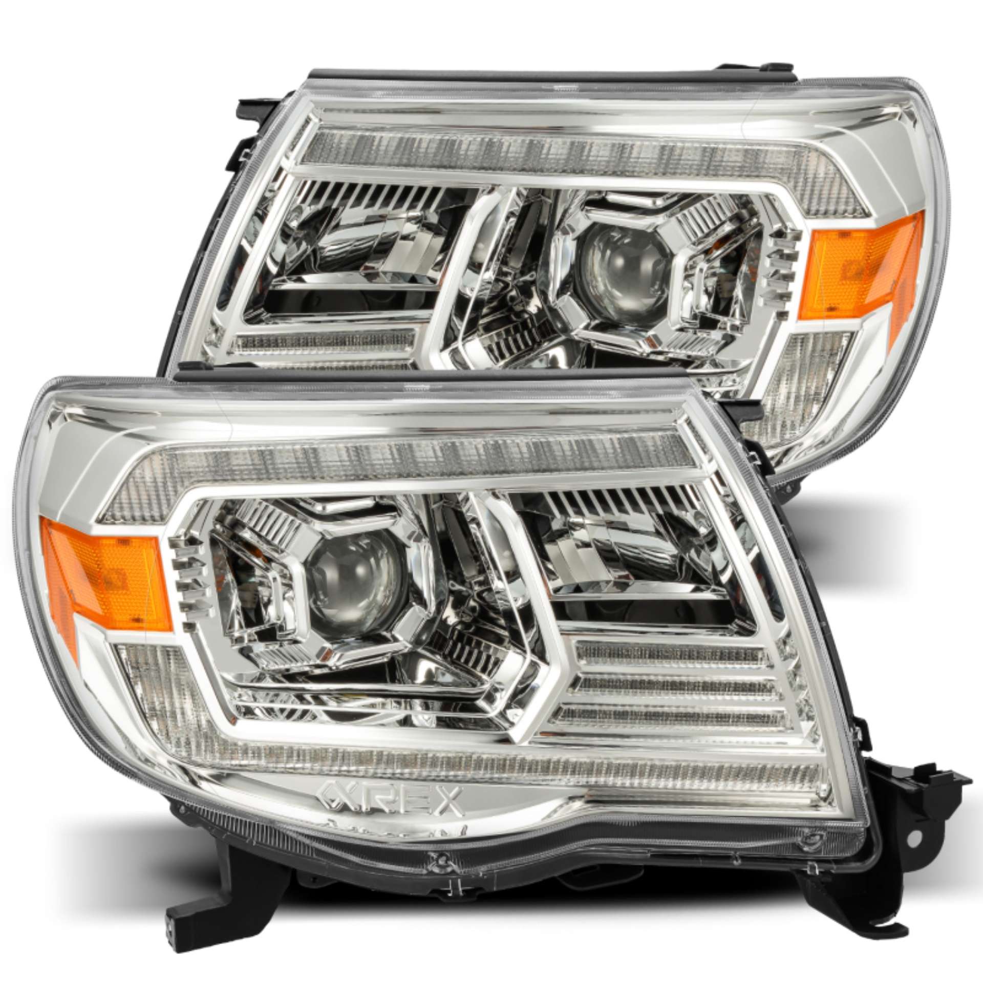 Picture of AlphaRex 05-11 Toyota Tacoma PRO-Series Projector Headlights Plank Style Design Chrome w-DRL