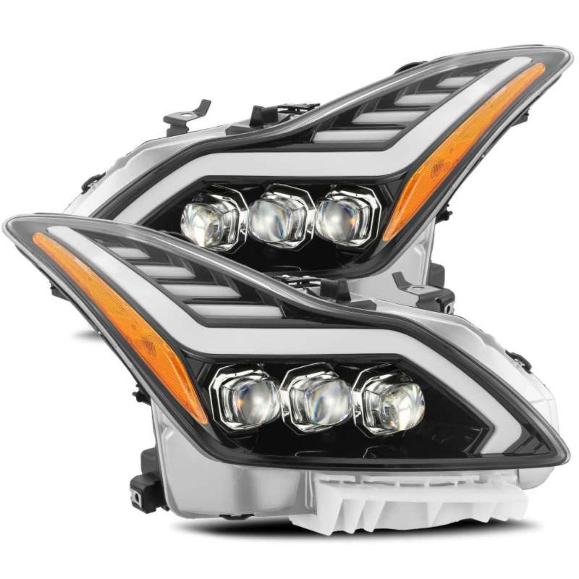 Picture of AlphaRex 08-13 Infiniti G37 NOVA LED Projector Headlights Plank Style Design Gloss Black