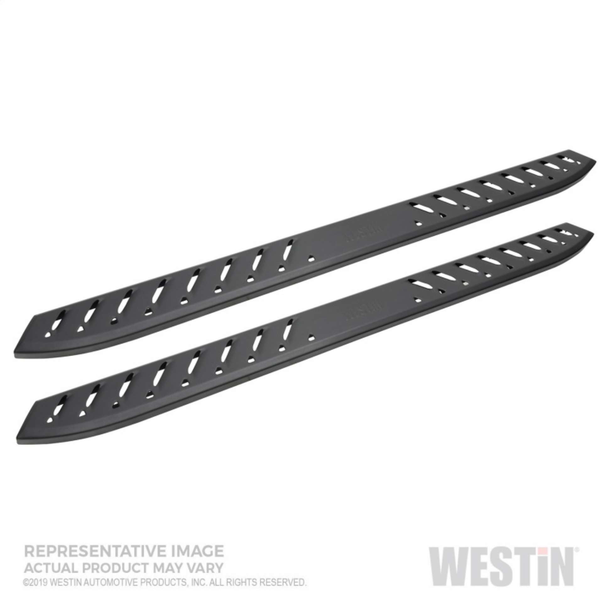 Picture of Westin 2019 Chevrolet Silverado-Sierra 1500 Crew Cab Thrasher Running Boards - Textured Black