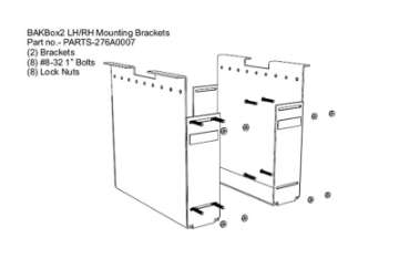 Picture of BAK Qty 2 LH-RH BAKBox2 Large Mounting Brackets - Qty 8 Nuts - 8 Screws