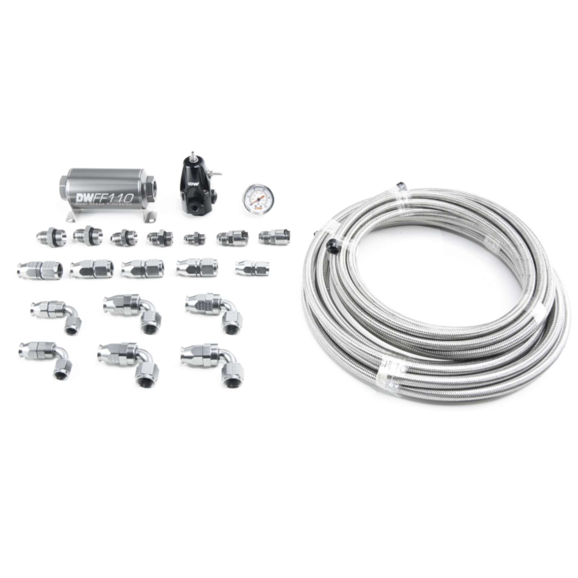 Picture of DeatschWerks 05-19 Yukon-Tahoe-Suburban DW400 Pump Module Return Plumbing Kit SS PTFE