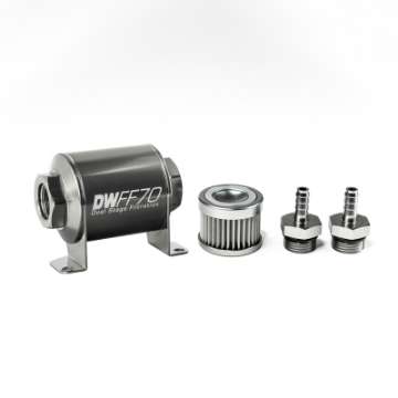 Picture of DeatschWerks Stainless Steel 5-16in 10 Micron Universal Inline Fuel Filter Housing Kit 70mm