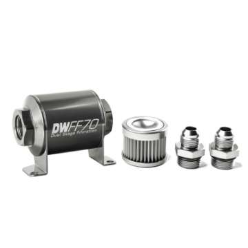 Picture of DeatschWerks Stainless Steel 8AN 10 Micron Universal Inline Fuel Filter Housing Kit 70mm