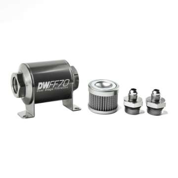 Picture of DeatschWerks Stainless Steel 6AN 100 Micron Universal Inline Fuel Filter Housing Kit 70mm