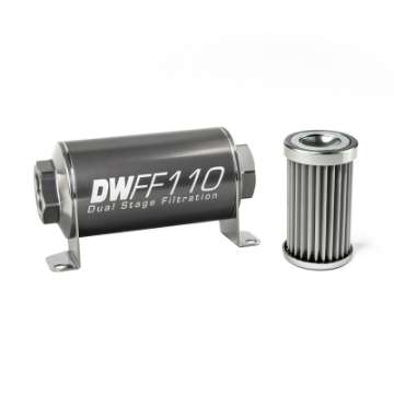 Picture of DeatschWerks Stainless Steel 5 Micron Universal Inline Fuel Filter Housing Kit 110mm