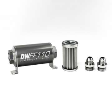 Picture of DeatschWerks Stainless Steel 8AN 5 Micron Universal Inline Fuel Filter Housing Kit 110mm