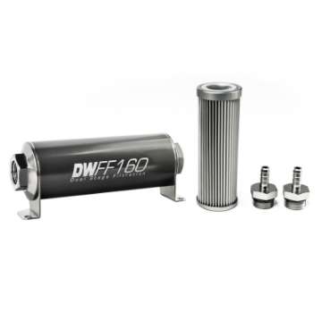 Picture of DeatschWerks Stainless Steel 5-16in 10 Micron Universal Inline Fuel Filter Housing Kit 160mm