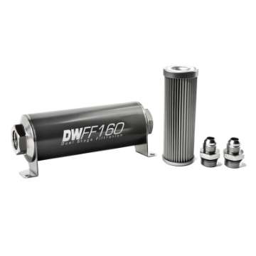 Picture of DeatschWerks Stainless Steel 8AN 10 Micron Universal Inline Fuel Filter Housing Kit 160mm