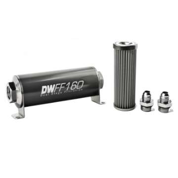 Picture of DeatschWerks Stainless Steel 8AN 40 Micron Universal Inline Fuel Filter Housing Kit 160mm