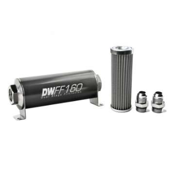 Picture of DeatschWerks Stainless Steel 10AN 100 Micron Universal Inline Fuel Filter Housing Kit 160mm