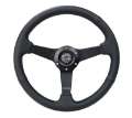 Picture of NRG Sport Steering Wheel 350mm - 1-5in Deep Black Leather Black Stitch w-Matte Black Solid Spokes