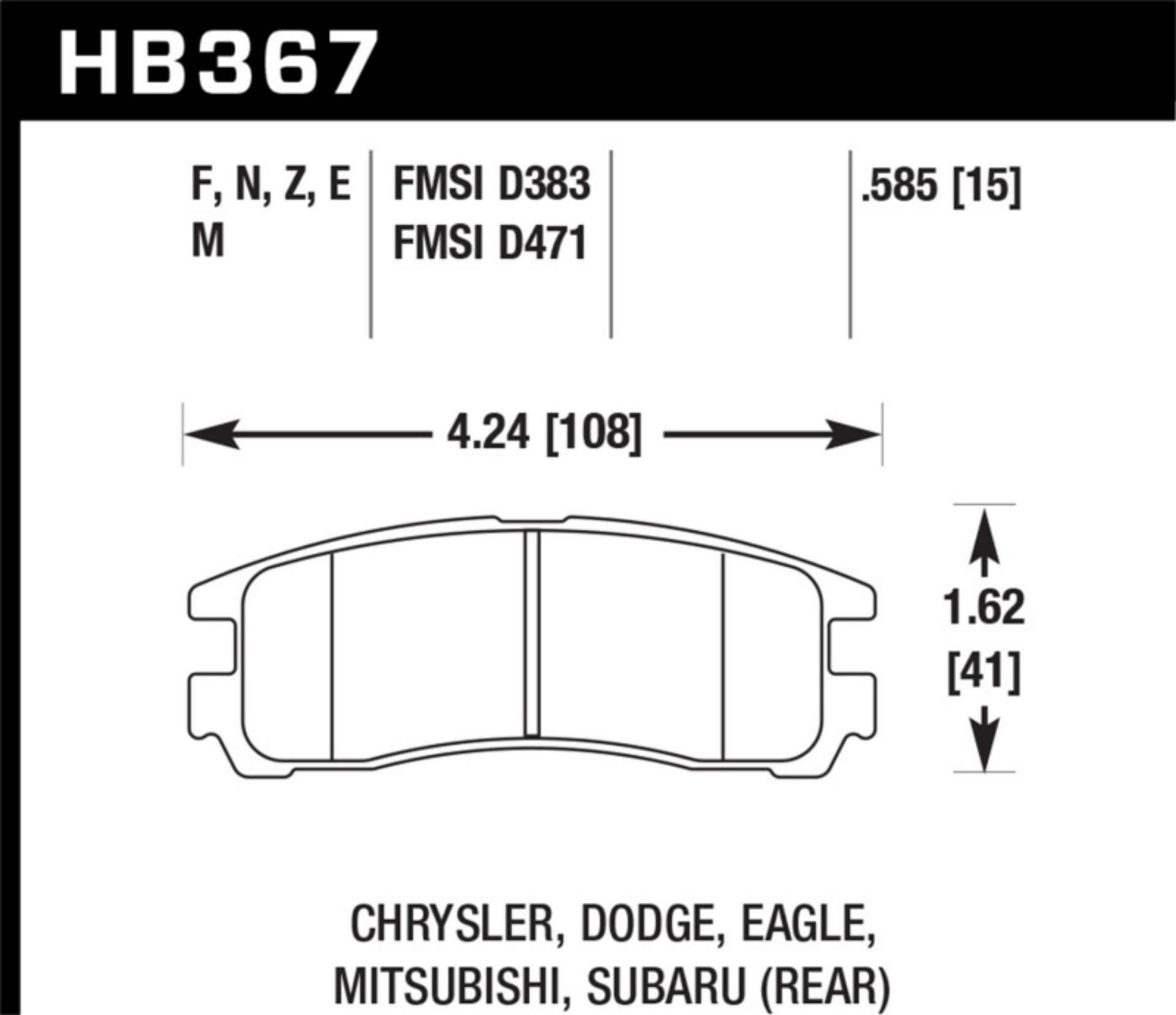 Picture of Hawk Subaru 93-98 Impreza-90-99 Legancy-92-97 SVX HPS 5-0 Street Rear Brake Pads