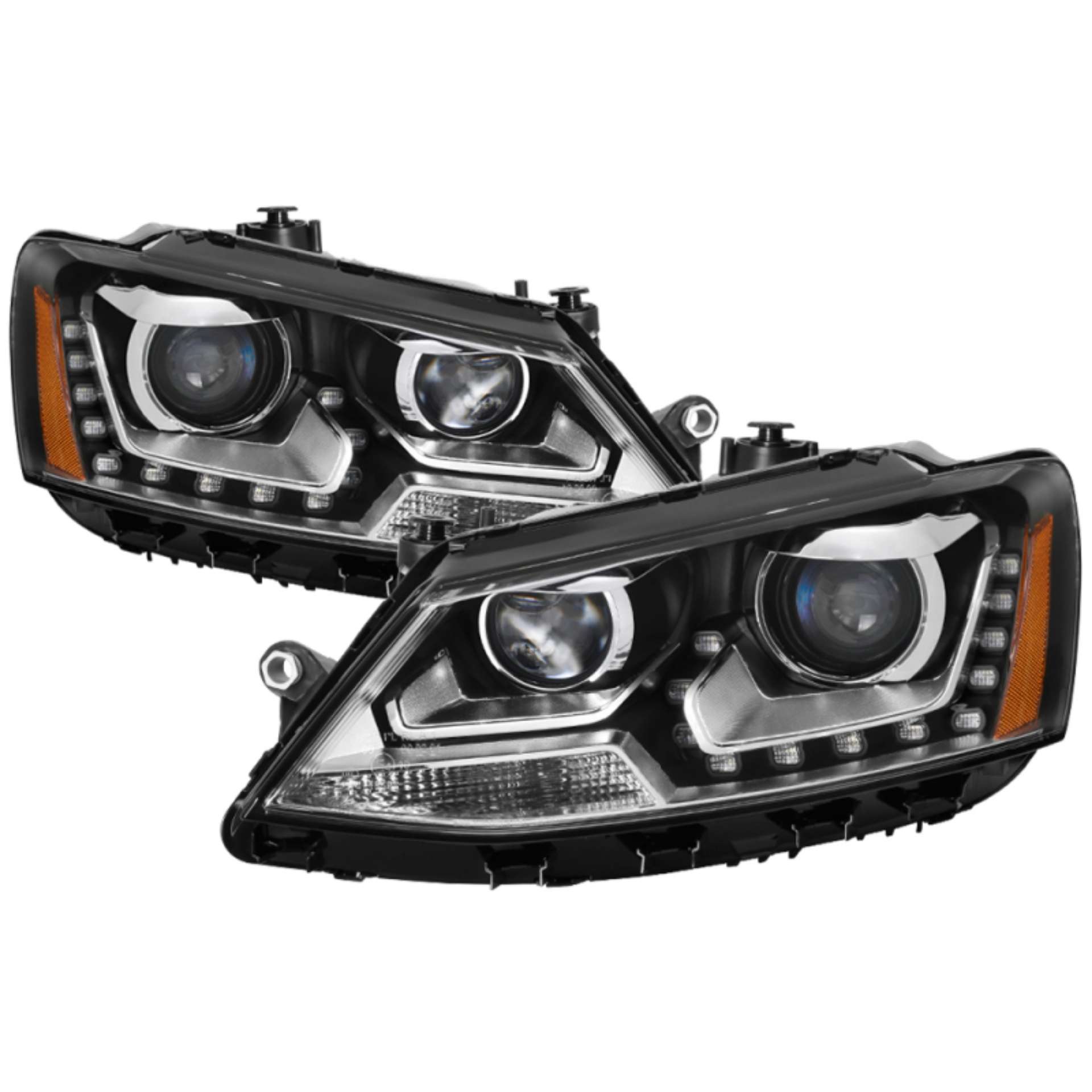 Picture of xTune Volkswagen Jetta 11-14 Halogen Model Only DRL Projector Headlights - Black PRO-JH-VJ11-DRL-BK