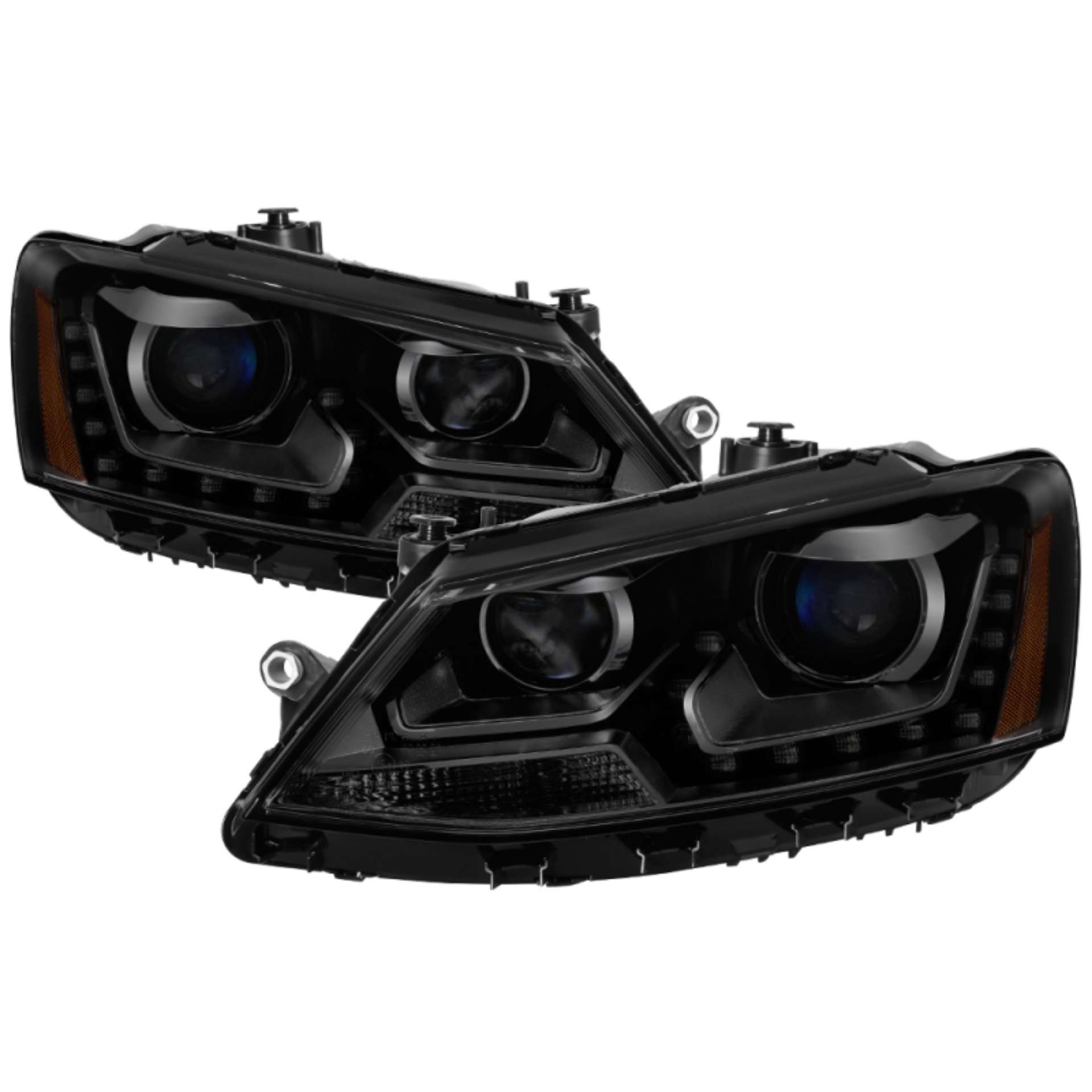 Picture of xTune Volkswagen Jetta 11-14 DRL Projector Headlights - Black Smoked PRO-JH-VJ11-DRL-BSM