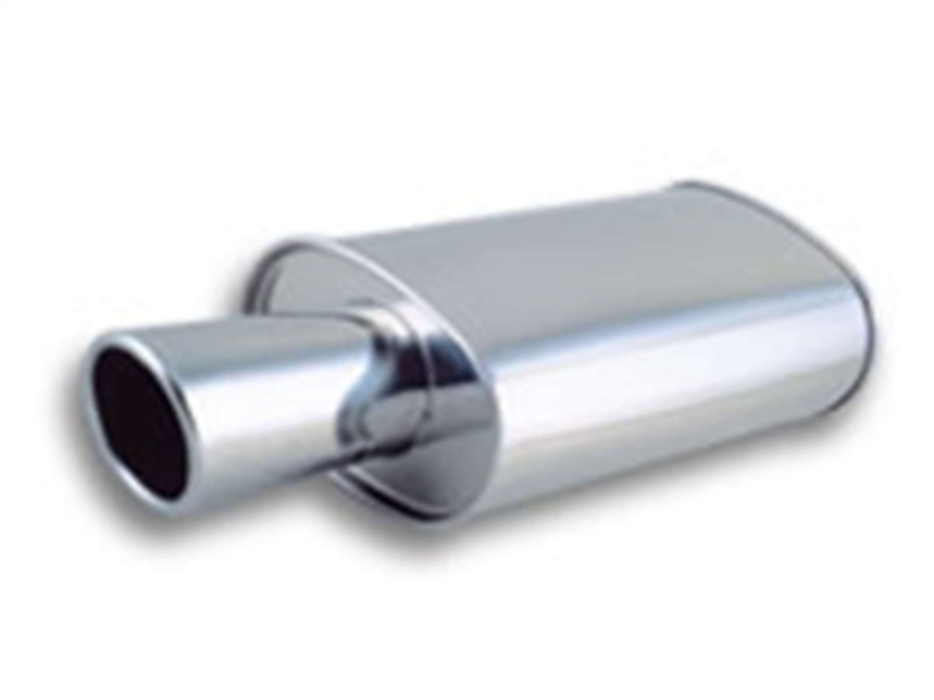 Picture of Vibrant StreetPower Turbo Oval Muffler with 4in Round Tip Angle Cut Rolled Edge - 3in inlet I-D