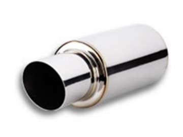 Picture of Vibrant TPV Turbo Round Muffler 17in Long with 4in Round Tip Angle Cut - 3in inlet I-D