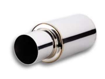 Picture of Vibrant TPV Turbo Round Muffler 17in Long with 4in Round Tip Straight Cut - 3in inlet I-D