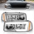 Picture of Anzo 99-17 GMC Sierra-Denali Headlights Chrome Amber w-C Light Bars