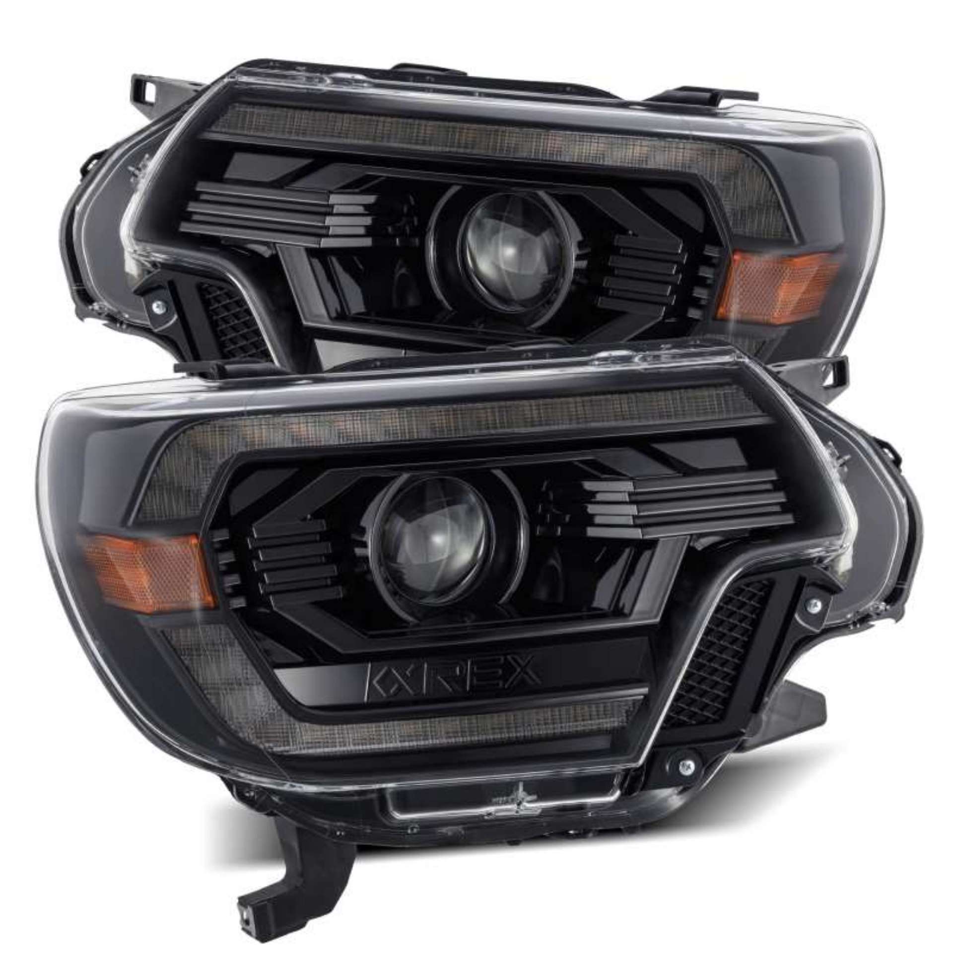 Picture of AlphaRex 12-15 Toyota Tacoma PRO-Series Projector Headlights Plank Style Alpha Black w-DRL