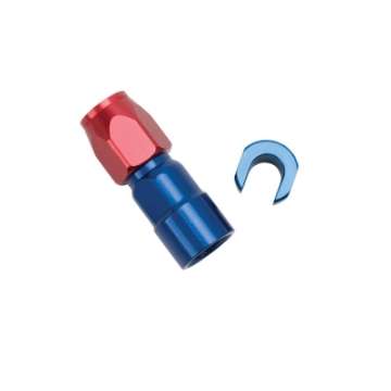 Picture of Russell Performance 3-8in SAE Quick Disc Female to -6 Hose Red-Blue Straight Hose End