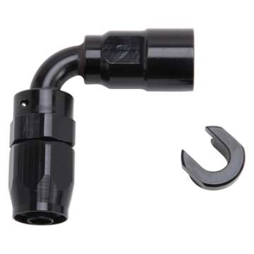 Picture of Russell Performance 3-8in SAE Quick Disc Female to -6 Hose Black 90 Degree Hose End