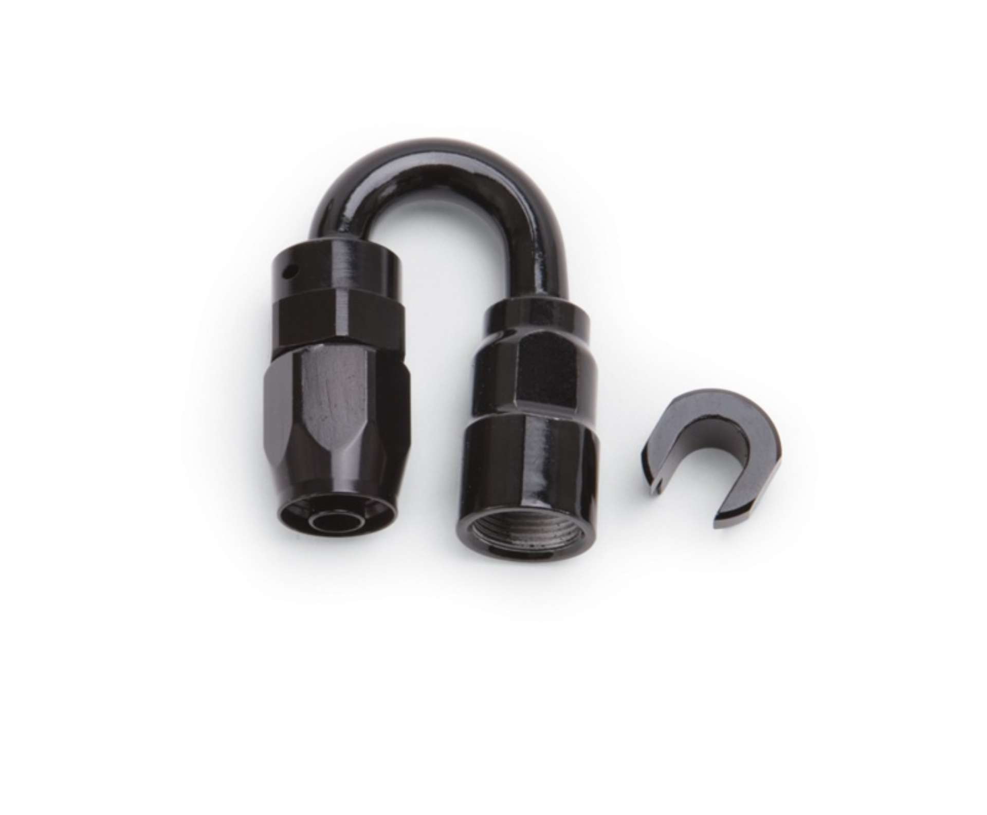 Picture of Russell Performance 3-8in SAE Quick Disc Female to -6 Hose Black 180 Degree Hose End