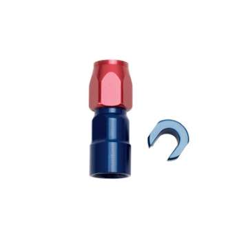 Picture of Russell Performance 5-16in SAE Quick Disc Female to -6 Hose Red-Blue Straight Degree Hose End