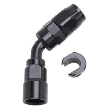 Picture of Russell Performance 5-16in SAE Quick Disc Female to -6 Hose Black 45 Degree Hose End