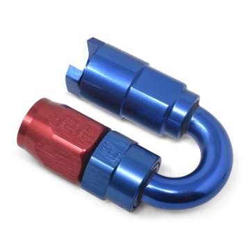 Picture of Russell Performance 5-16in SAE Quick Disc Female to -6 Hose Red-Blue 180 Degree Hose End