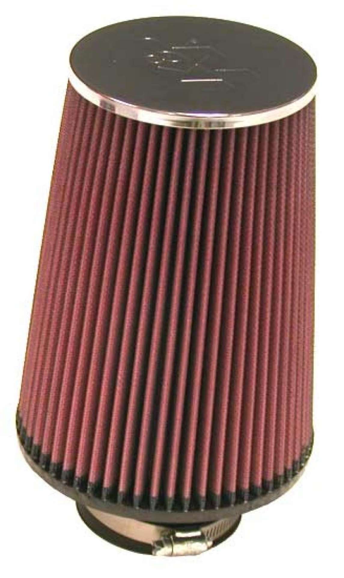 Picture of K&N Universal ChromeRound Tapered Air Filter 3in Flange ID - 6in Base OD - 4-5in Top OD - 8in Height