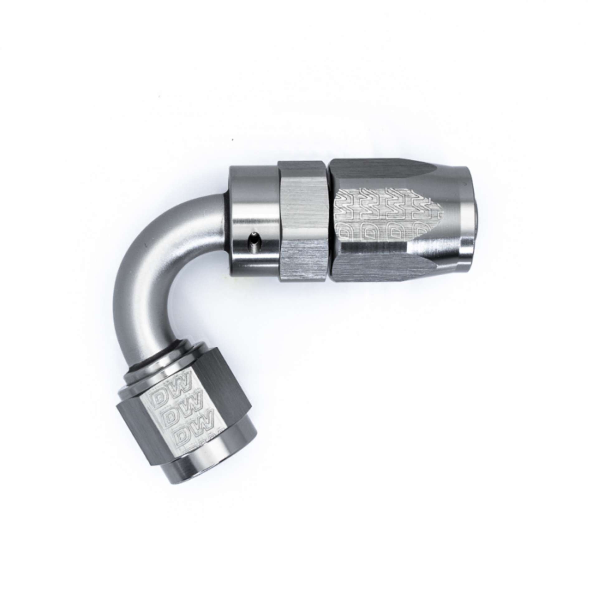 Picture of DeatschWerks 6AN Female Swivel 120-Degree Hose End CPE - Anodized DW Titanium