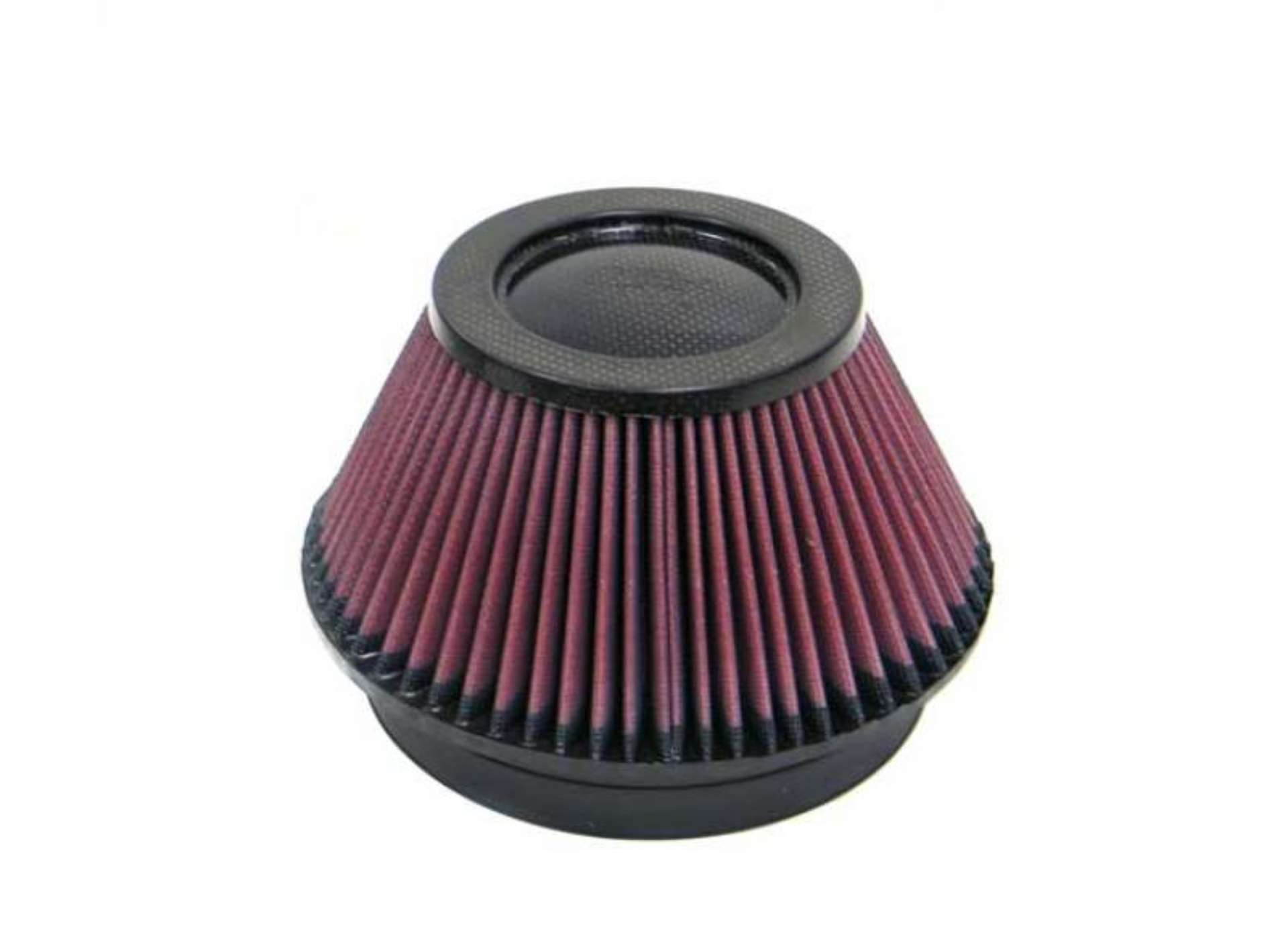 Picture of K&N Universal Round Tapered Carbon Fiber Air Filter 6in Flg ID Centered-7-5in B OD-4-5in T OD-4in H