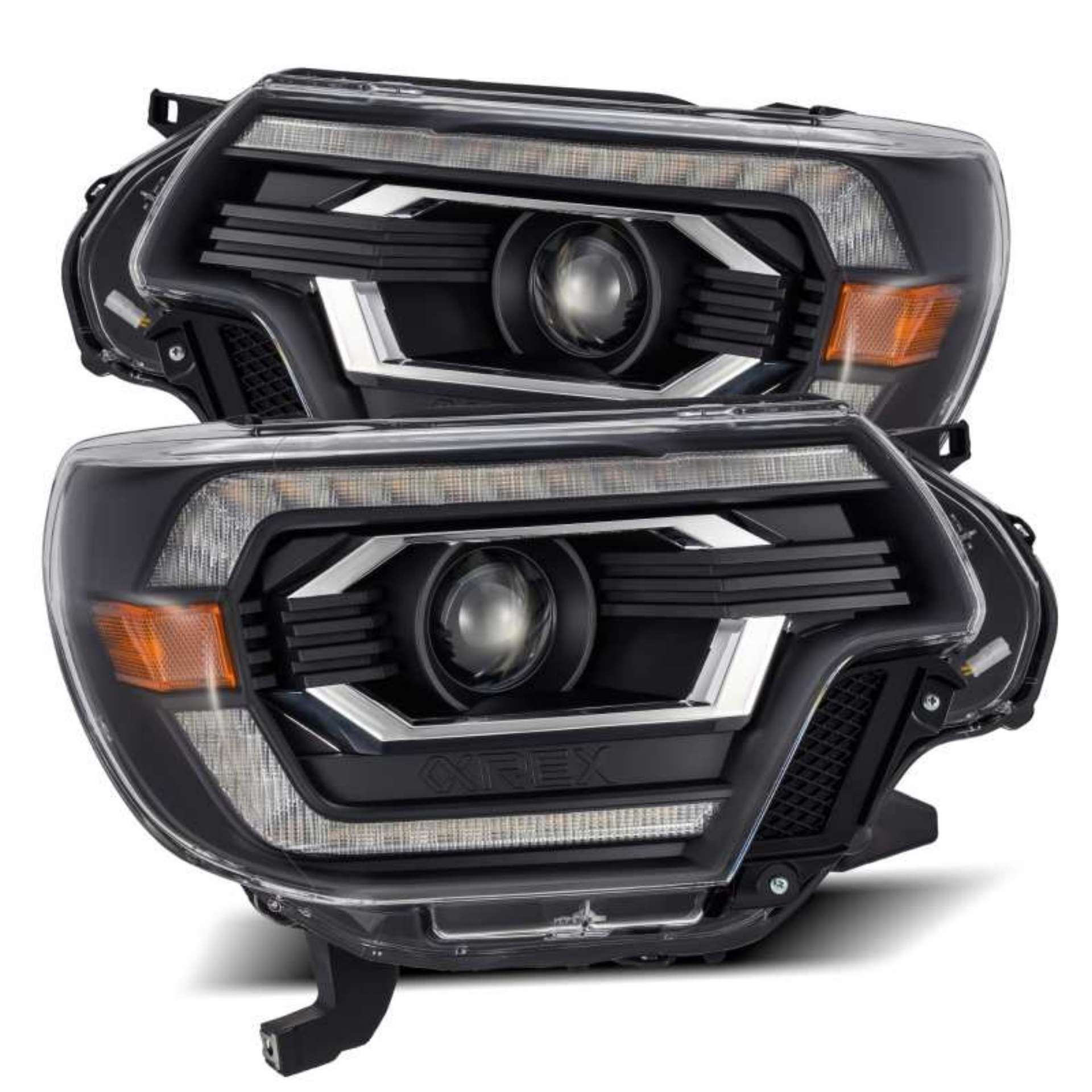 Picture of AlphaRex 12-15 Toyota Tacoma PRO-Series Projector Headlights Plank Style Black w-DRL