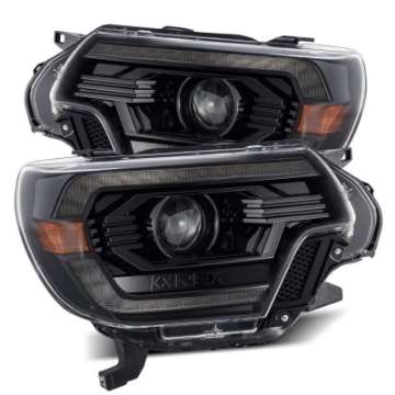 Picture of AlphaRex 12-15 Toyota Tacoma LUXX LED Projector Headlights Plank Style Alpha Black w-DRL