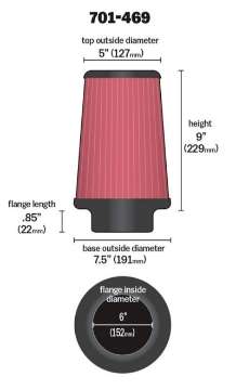 Picture of Airaid Universal Air Filter - Cone 6 x 7 1-4 x 5 x 9