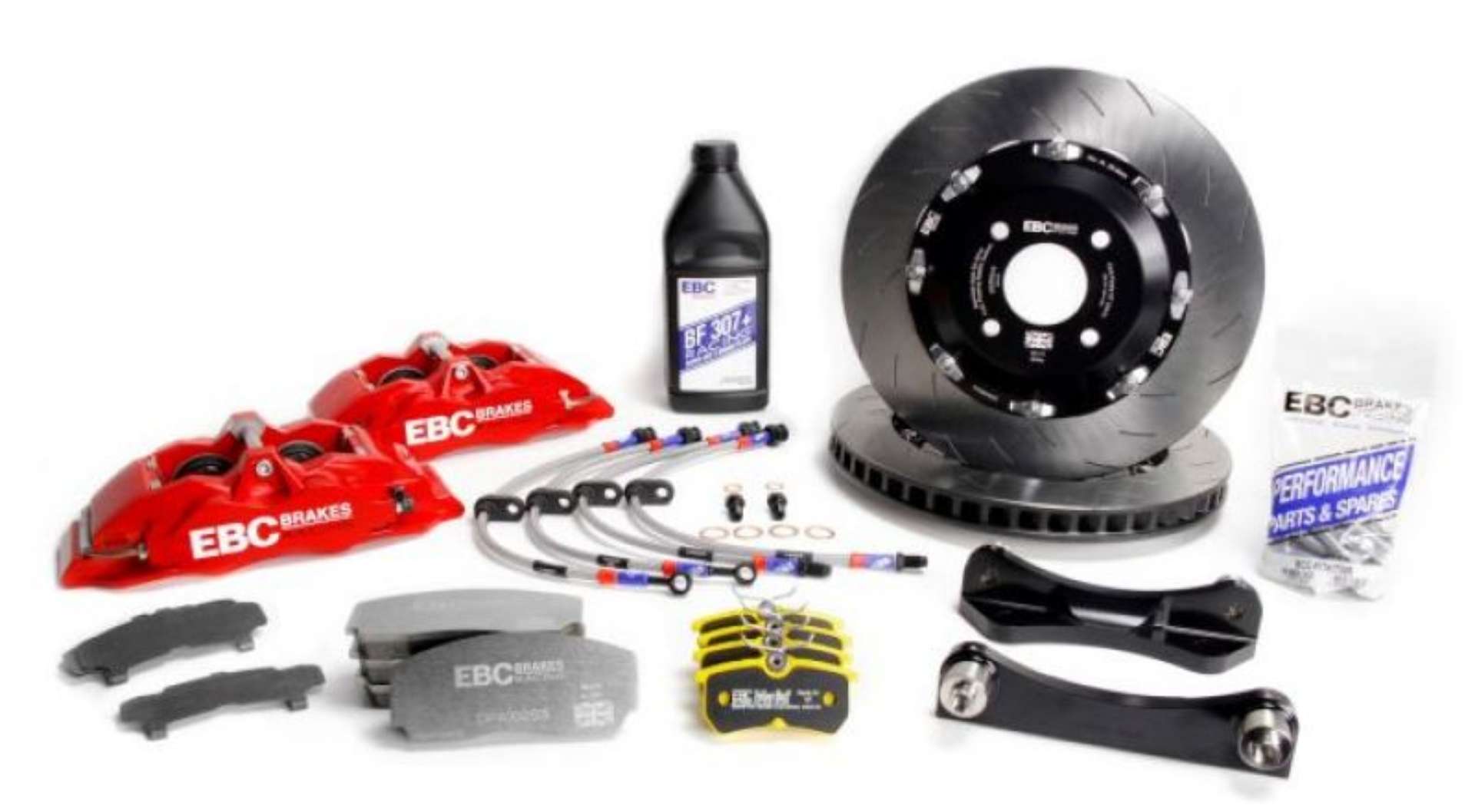 Picture of EBC Racing 10-14 Ford Mustang GT 5-0L Red Apollo-4 Calipers 355mm Rotors Front Big Brake Kit