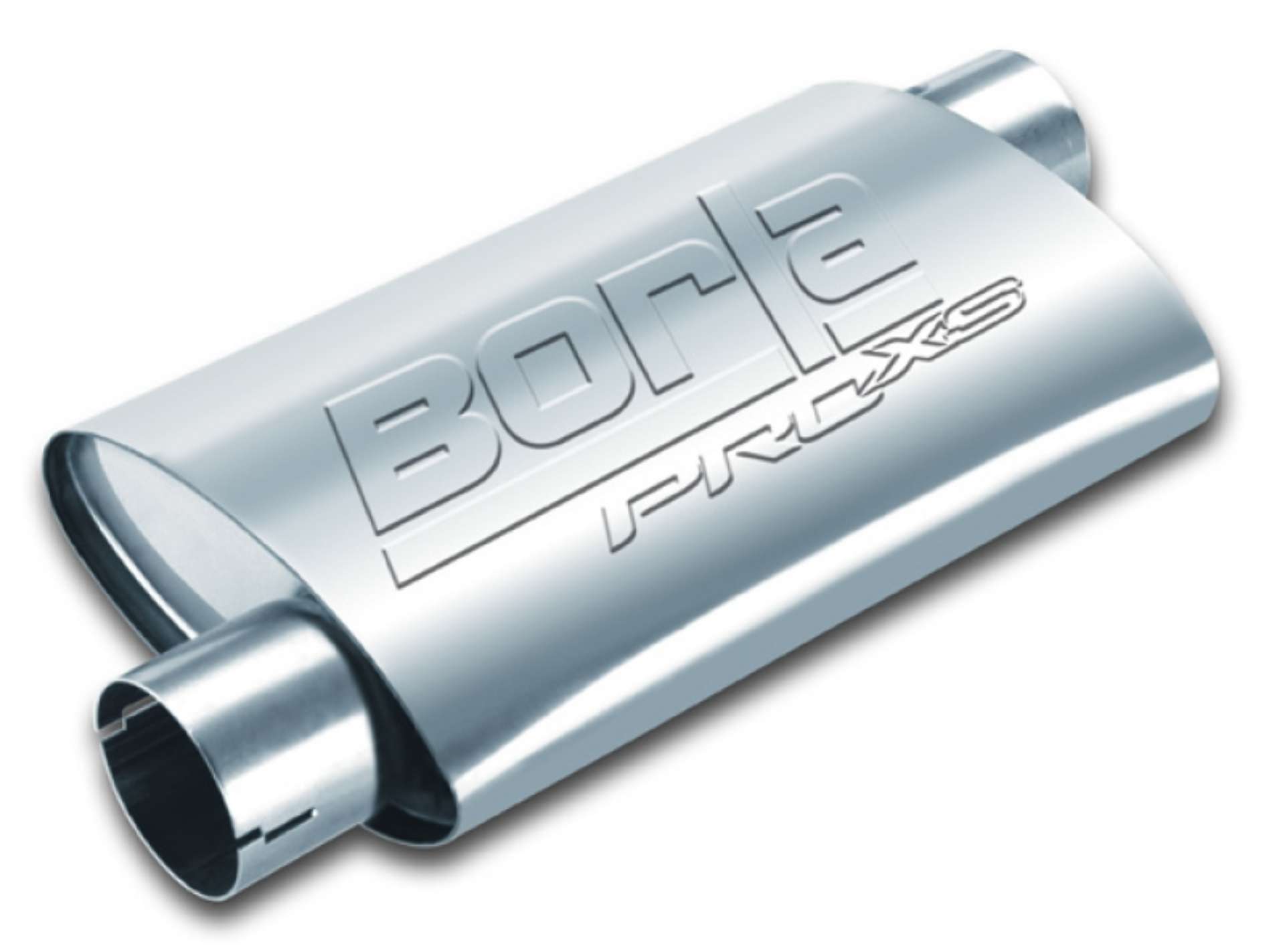 Picture of Borla Universal Pro-XS Muffler Oval 3in Inlet-Outlet Offset-Offset Notched Muffler