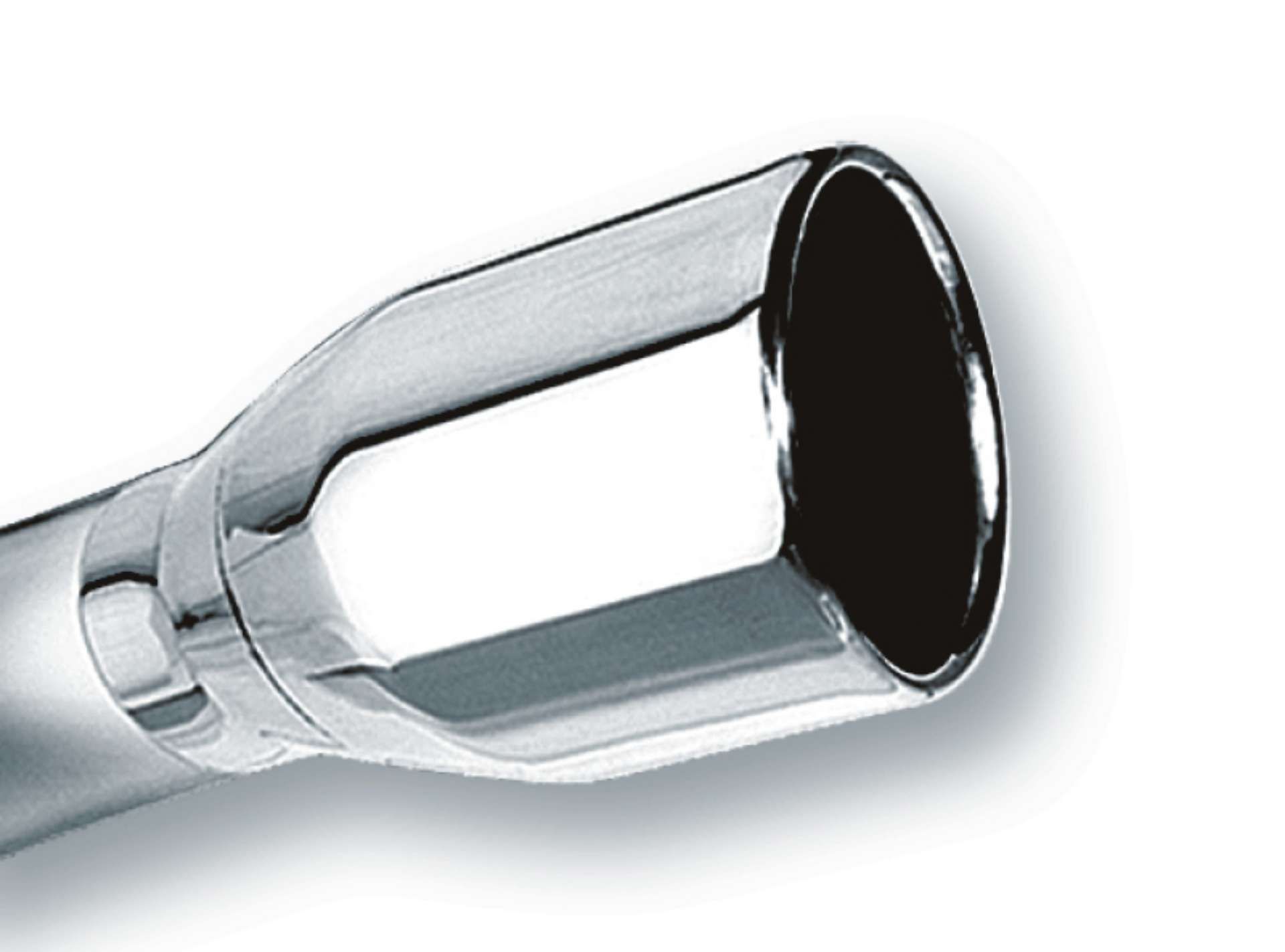 Picture of Borla 2-5in Inlet 4in Single Round Rolled Edge Outlet x 8in Long Weld On Exhaust Tip