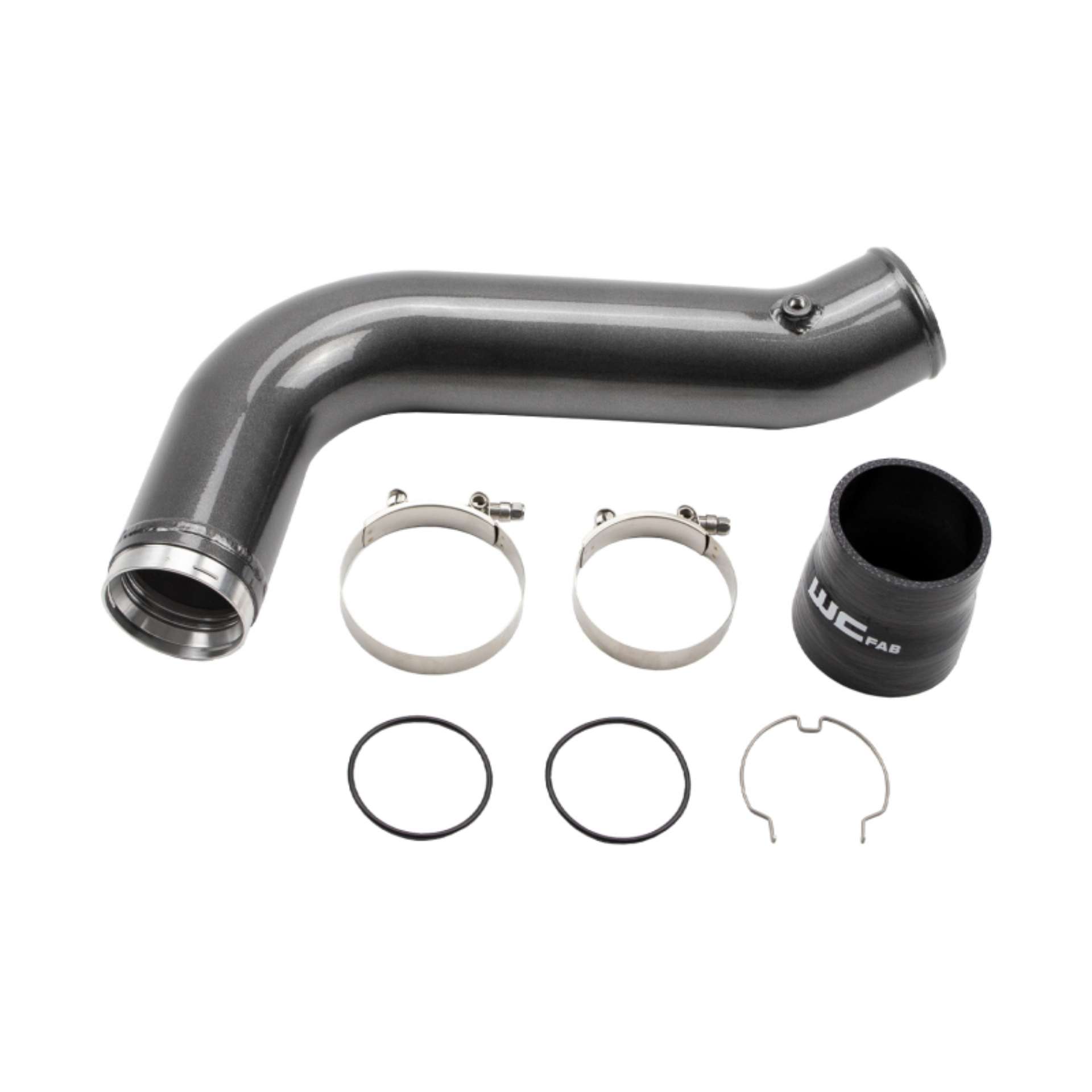 Picture of Wehrli 17-19 Chevrolet 6-6L L5P Duramax Passenger Side 3-5in Intercooler Pipe - Fine Texture Black