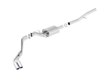 Picture of Borla 14 Silv-Sierra 1500 EC Std-CC Short 143-5in WB ATAK Dual Rolled Side Exit Cat-Back Exhaust