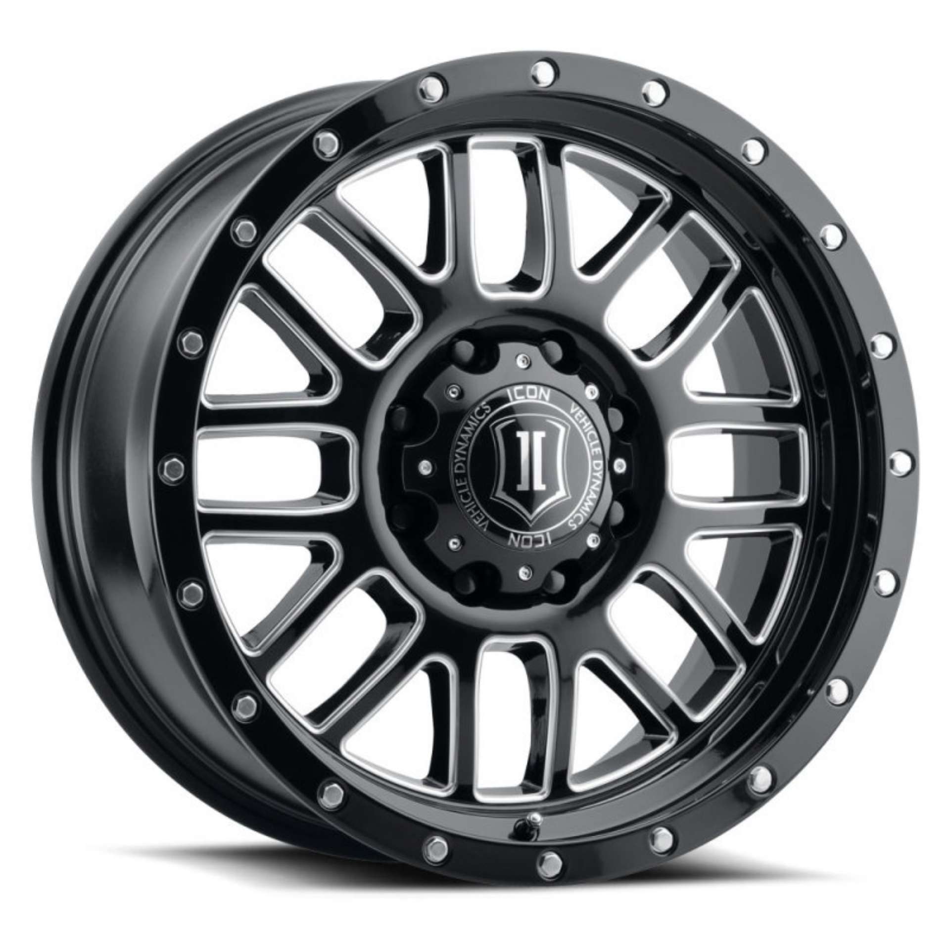 Picture of ICON Alpha 20x9 6x135 16mm Offset 5-625in BS Gloss Black Milled Spokes Wheel