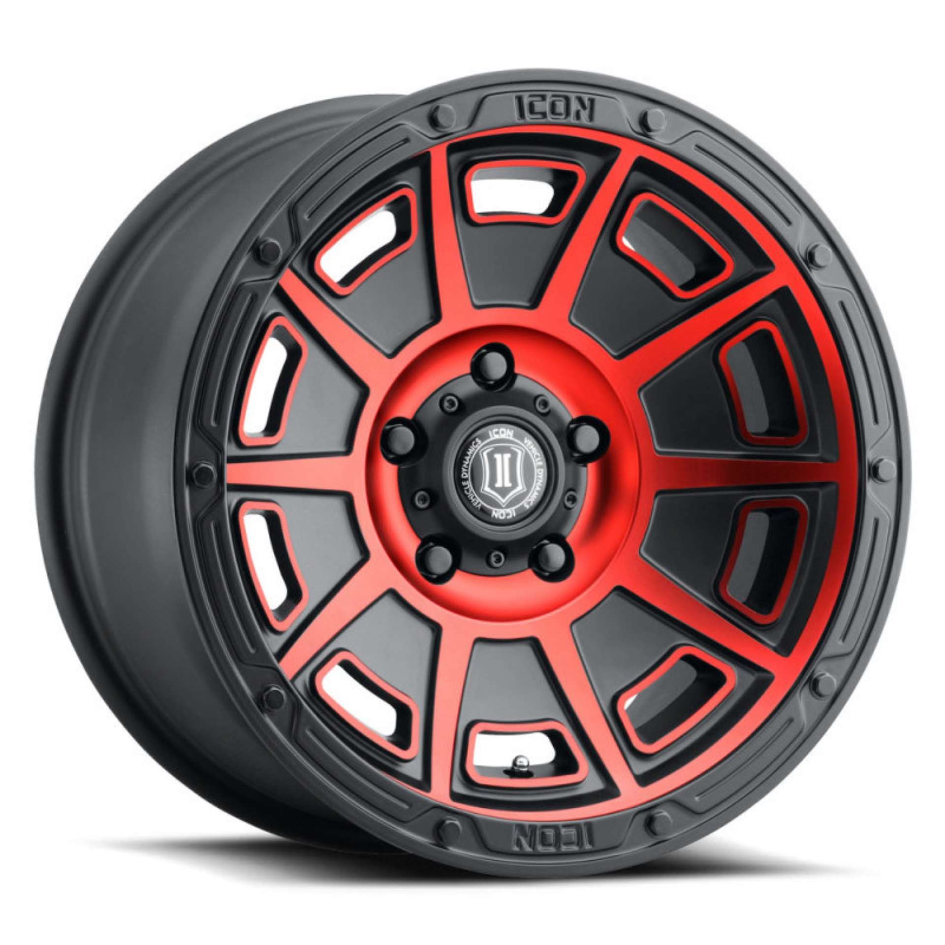 Picture of ICON Victory 17x8-5 5x5 -6mm Offset 4-5in BS Satin Black w-Red Tint Wheel