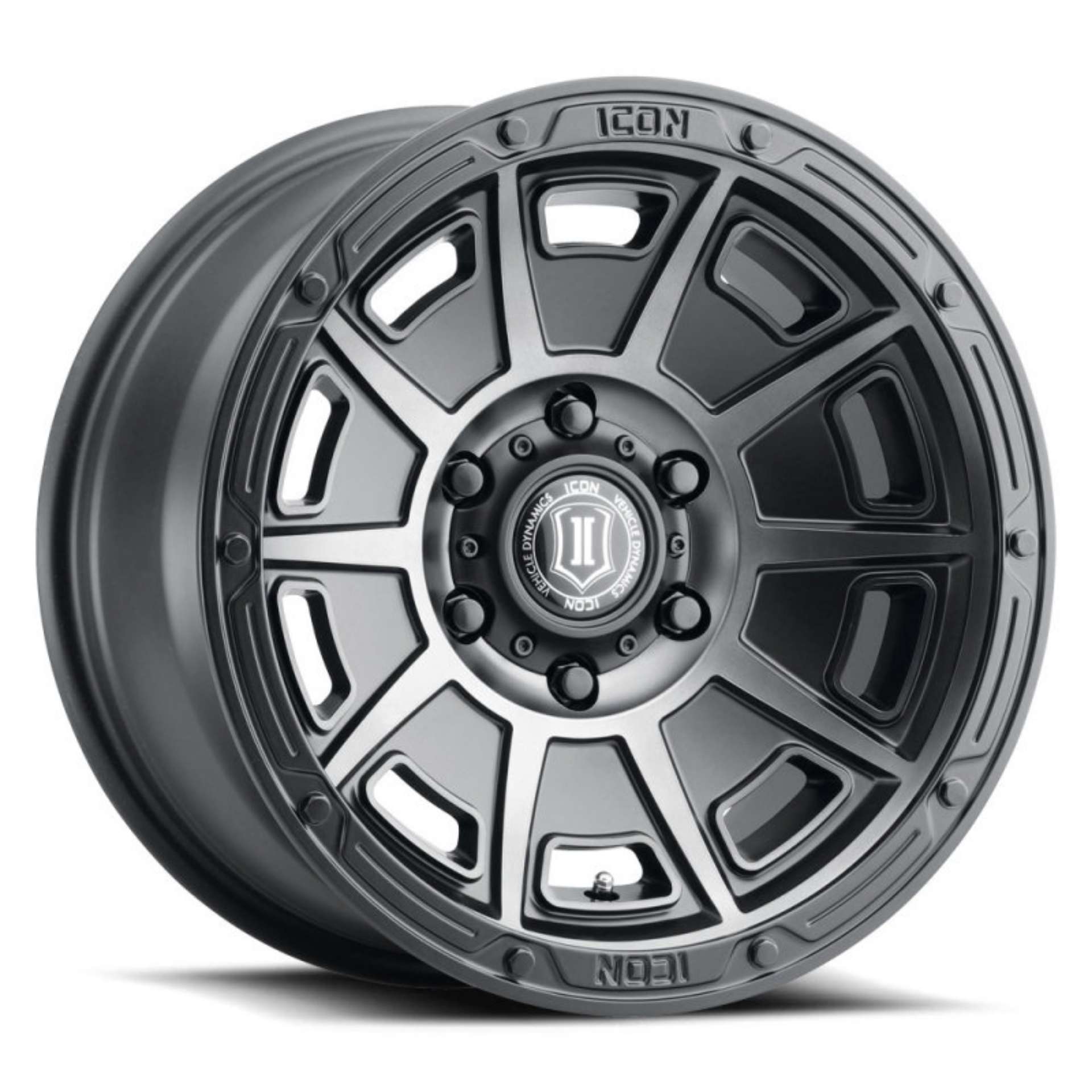 Picture of ICON Victory 17x8-5 6x120 0mm Offset 4-75in BS Smoked Satin Black Tint Wheel