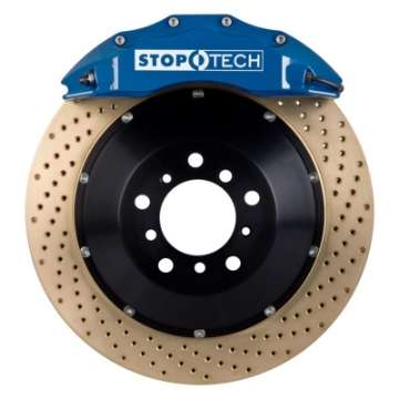 Picture of StopTech 08-13 Lexus IS F Front BBK w-Blue ST-60 Calipers Drilled Zinc 380x32mm Rotors Pads SS Lines