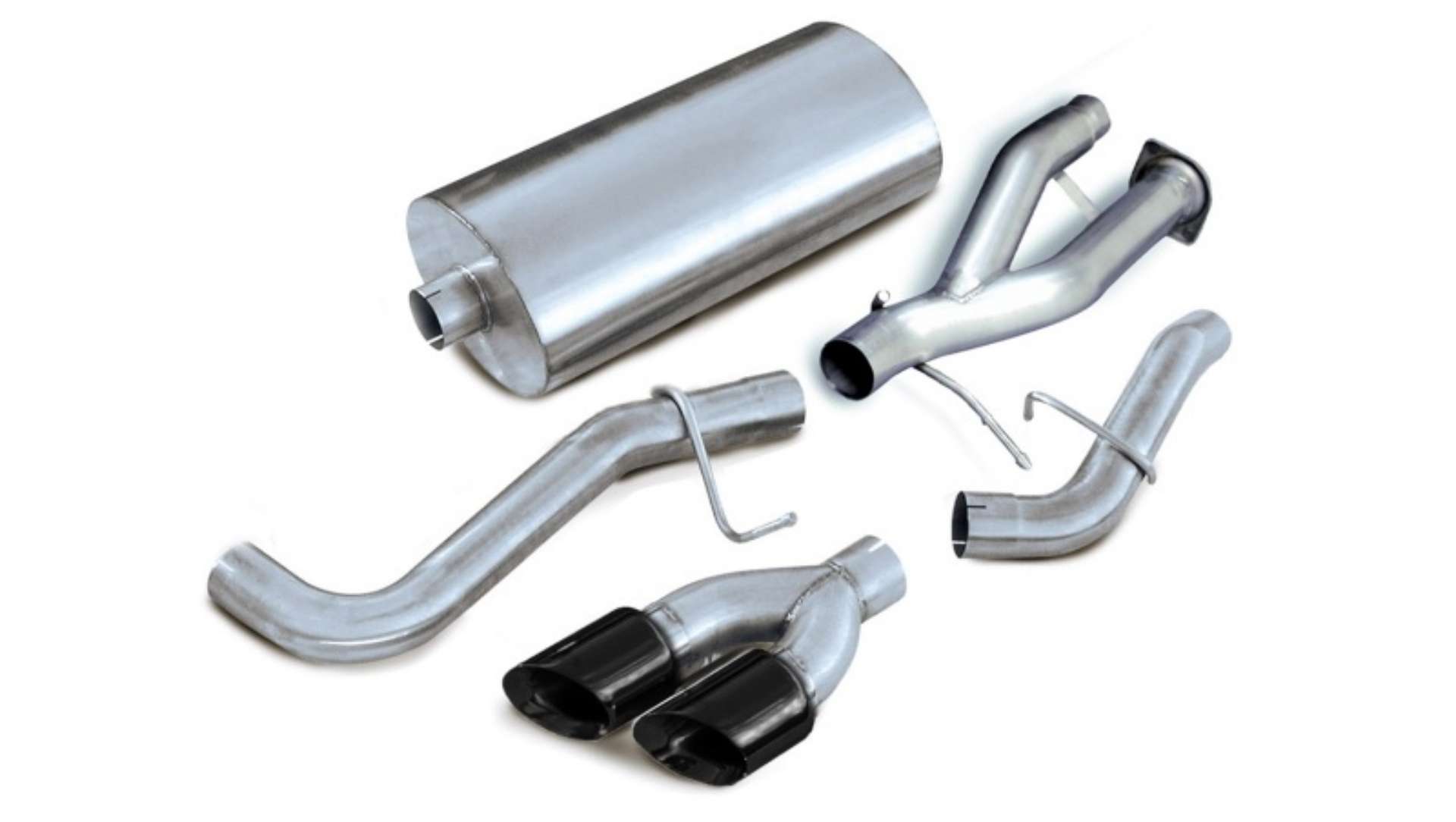 Picture of Corsa 2002-2006 Cat-Back Exhaust w-Black Twin 4in Tips 02-06 Cadillac Escalade 6-0L V8