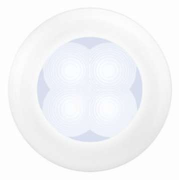 Picture of Hella 0500 Series Slim Line White 12V DC Round Soft LED Courtesy Light w- White Plastic Rim