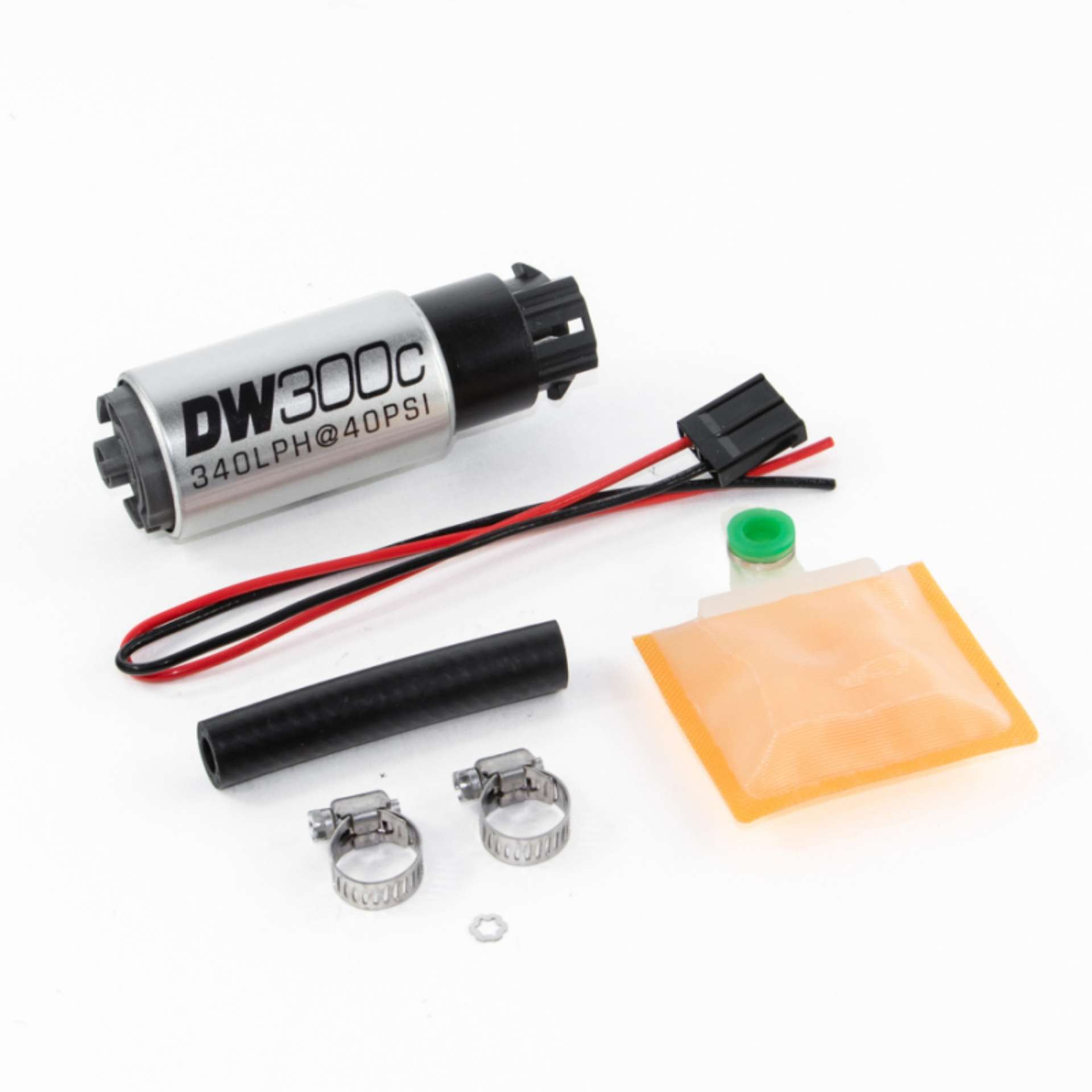 Picture of DeatschWerks 340lph DW300C Compact Fuel Pump w- Universal Install Kit w- Mounting Clips