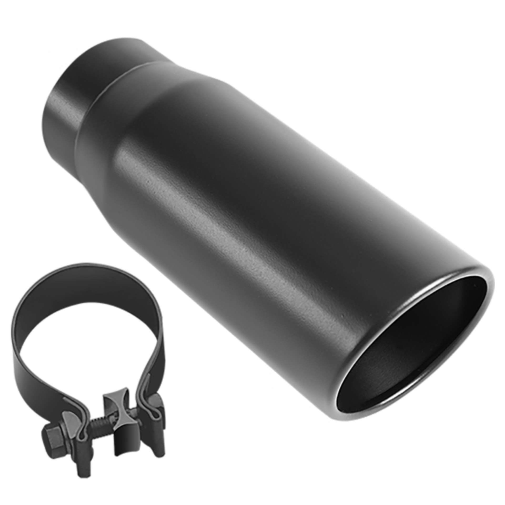 Picture of MagnaFlow Tip Stainless Black Coated Single Double Round Single Outlet 5in Dia 4in Inlet 13in L